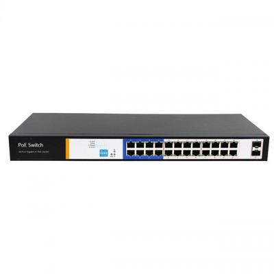 unmanaged all Gigabit with 2 Gigabit SFP Slots 24 Port PoE Switch 10/100/1000Mbps ethernet poe gigabit switch